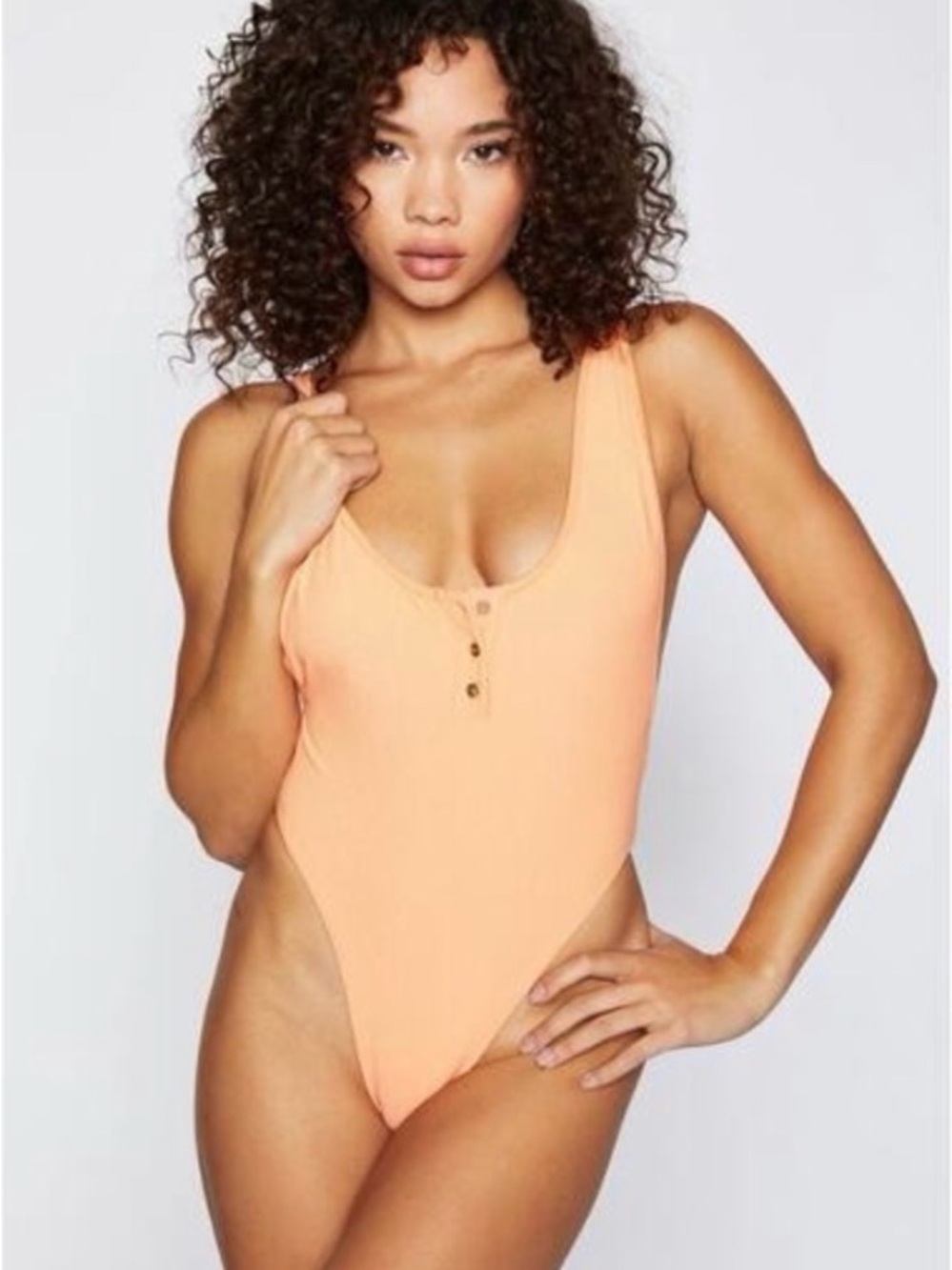 NWT Frankie's Bikinis Adele Peach Orange One-Piece - Small